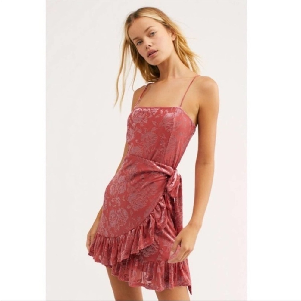 Free People Olivia Velvet Burnout Dress Pink